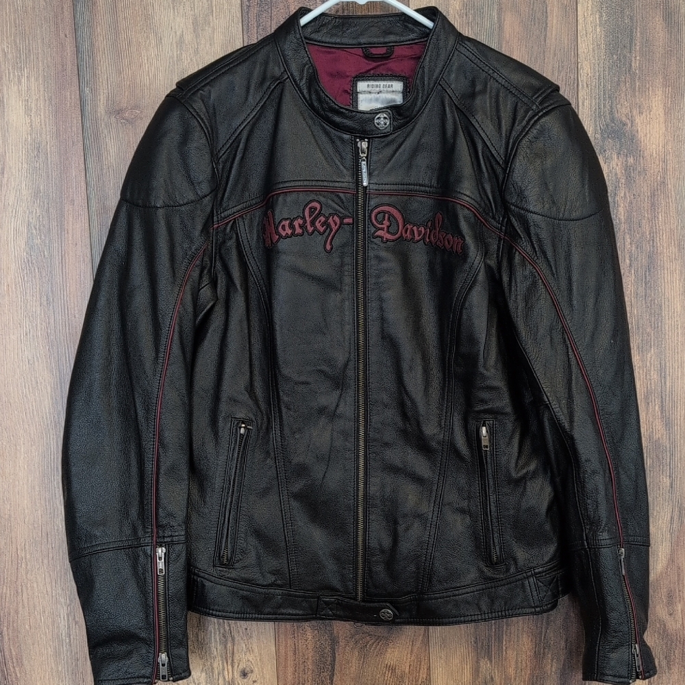Harley Davidson Zip Out Hoodie Genuine Leather Jacket Coat XL R205 - Picture 1 of 16